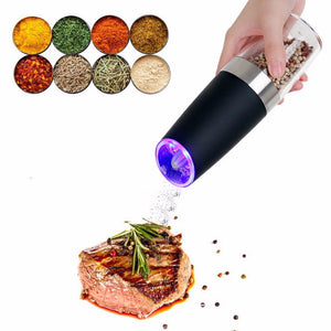 High Quality Automatic Electric Pepper Grinder LED Lights Salt Mill Muller BPA Free Kitchen Seasoning Grinding Tool Black