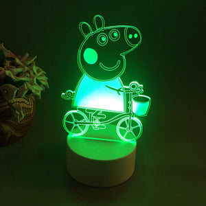 Peppa Pig 3D Table Lamp LED Colorful Nightlight Kids Birthday Gift USB Sleep Lighting Home Decoration With 7 Colors Changeable/White/0-5W