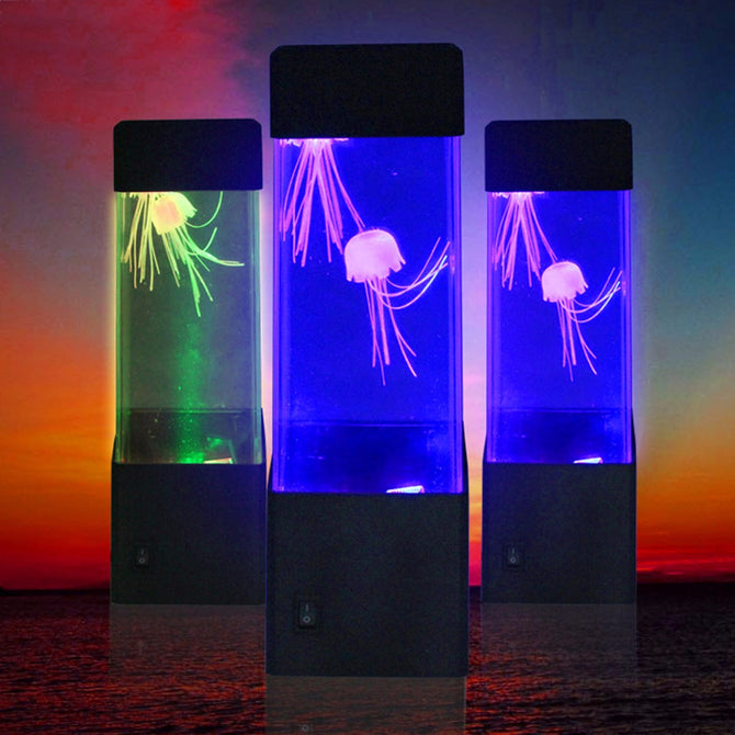 Led Jellyfish Aquarium Tank Night Lights Colorful Jellyfish Lamp Table Desk Relaxing Bedside Atmosphere Night Light Changeable/Clear/0-5W