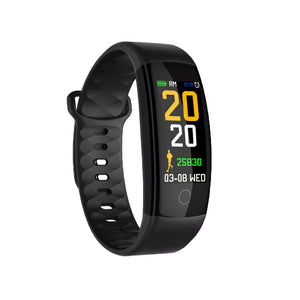 QS01 Smart Bracelet Touch Color Screen Sports Wrist Watch Heart Rate Blood Pressure Monitoring - Black