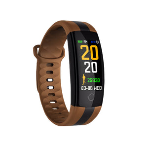 QS01 Smart Bracelet Touch Color Screen Sports Wrist Watch Heart Rate Blood Pressure Monitoring - Brown