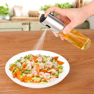 Oil Bottles Spray Bottle Pump Glass Olive Cooking Baking BBQ Stainless Steel Oil Pot Leak-proof Drops Silver
