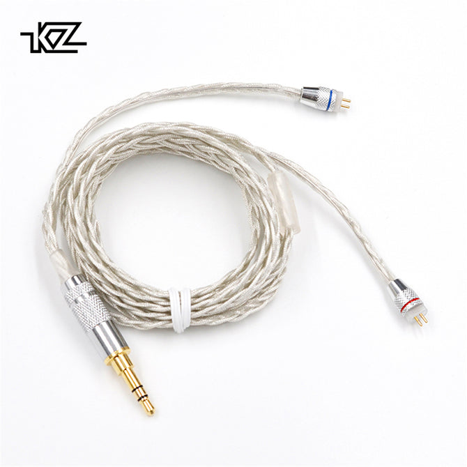 KZ 0.75mm Braided Silver Plated Wire Upgrade Earphone Cable - B Style Pin