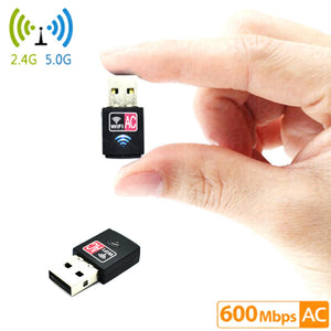 ESAMACT Mini 600Mbp USB WiFi Dongle Adapter, Dual Band USB Wireless Network lan Card for PC Desktop Laptop Tablet 802.11a/g/n/ac