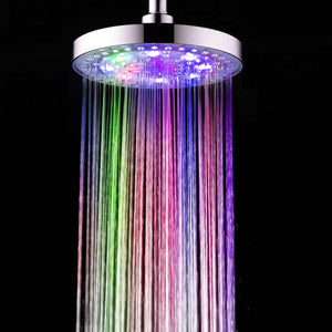 8" A-Grade ABS Chrome Finish Round 7-Color LED Rain Shower Head - Silver