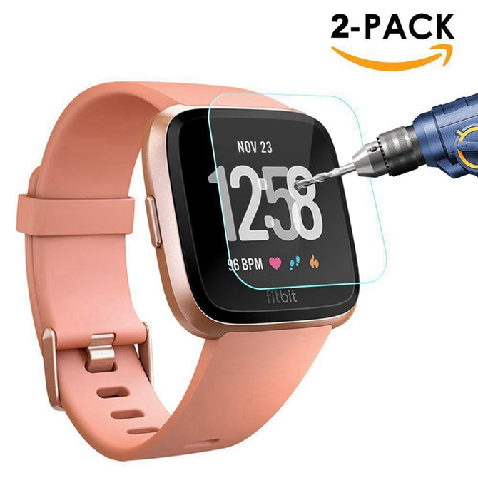 [2-PACK] Miimall Premium HD Clear 9H Hardness Tempered Glass Screen Protector Film for Fitbit Versa Smart Watch