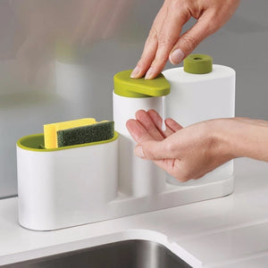 Multifunctional Washing Sponge Storage Sink Detergent Soap Dispenser Storage Rack Hand Sanitizer For Bottle Kitchen Use Army Green
