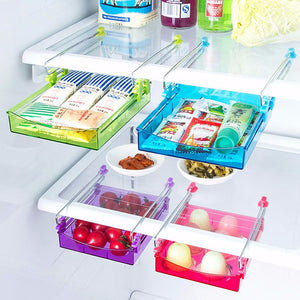 Kitchen Gadgets 4-Color Portable Slide Kitchen Fridge Freezer Space Saver Organizer Storage Rack Shelf Holder Drawer Red