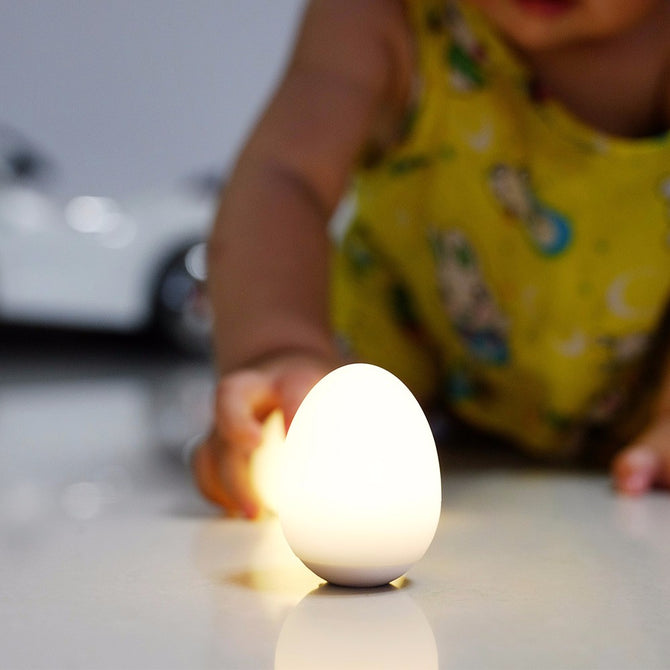 USB Chargeable Colorful LED Egg Night Light Vibration Touch Sensor Kid\'s Toy Christmas Birthday Gift ChangeableWhite