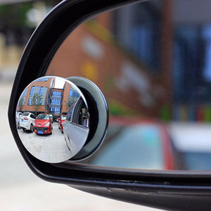 2pcs Car Rearview Convex Mirror Parking Safety 360 Degree Rotable Rimless Universal Wide Angle Round Blind Spot Mirror Silver