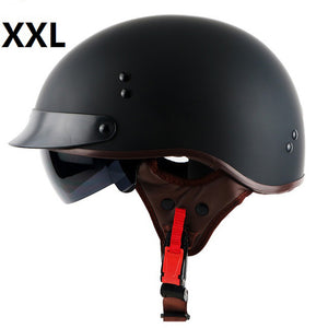 T55 Vintage Jet Motorcycle Harley Helmetretro Scooter Half Helmet With Builtin Visor Lens Moto Casco DOT For Chopper Bikes