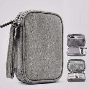 Travel Electronic Accessories Cable Organizer Bag Portable Case SD Cards Flash Drives Wires Earphones Double Layer Box Dark Gray