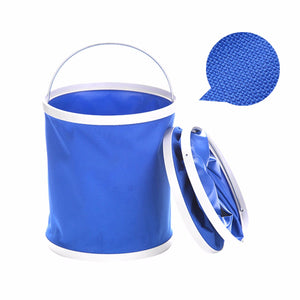 11L Portable Foldable Watering Bucket Collapsible Fishing Bucket Pail Oxford Car Washing Water Container Colorless