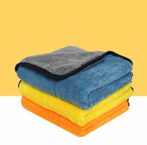 Auto Care 2PCS 45cmx38cm Super Thick Plush Microfiber Car Cleaning Cloth Car Care Microfibre Wax Polishing Towels Yellow/Coral Fleece