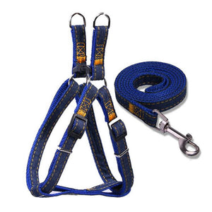 Thick And Wear-Resistant Quality Cowboy Pet Chest Strap Traction Rope - Blue