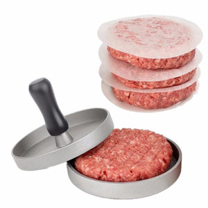 1 Set Round Shape Hamburger Press Aluminum Alloy 11cm Hamburger Meat Beef Grill Burger Press Patty Maker Mold Light Grey