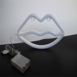Creative Neon Light Sign Red Lip Kiss Decor Night Light For Bedroom Bar Party Wall Decoration Lips Modeling Light Red/Clear/0-5W