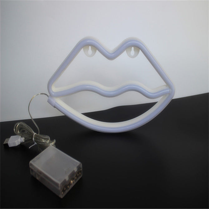 Creative Neon Light Sign Red Lip Kiss Decor Night Light For Bedroom Bar Party Wall Decoration Lips Modeling Light Red/Clear/0-5W