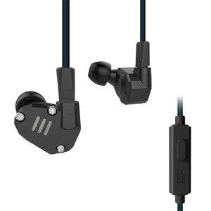 KZ ZS6 Balanced Armature With Dynamic In-ear Earphones Hybrid HiFi Headphones - Black (With Microphone)