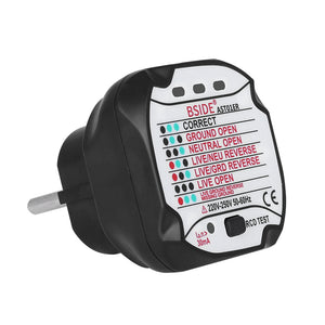 BSIDE AST01ER Socket Tester GFCI Outlet Tester Automatic Electric Circuit Polarity Voltage Detector Wall Plug Breaker Finder