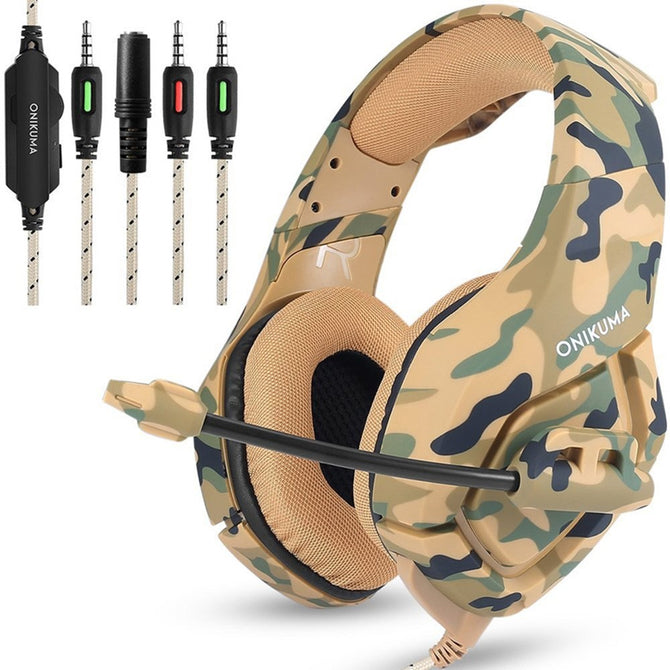 ONIKUMA K1 Camouflage PS4 Headset Bass Gaming Headphones Game Earphones Casque With Mic For PC Mobile Phone New Xbox One Gray