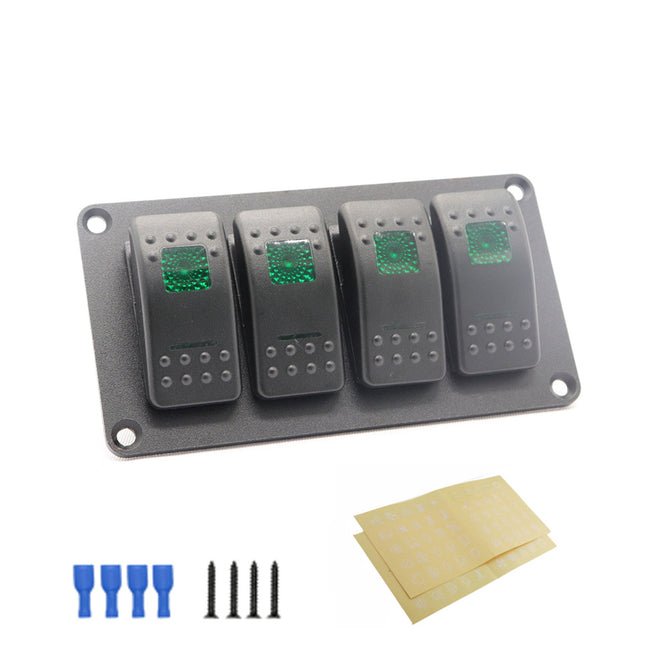Car Modification 4 Sets Of Switch Straight Line Modification Green Double Light 5P ON-OFF Switch