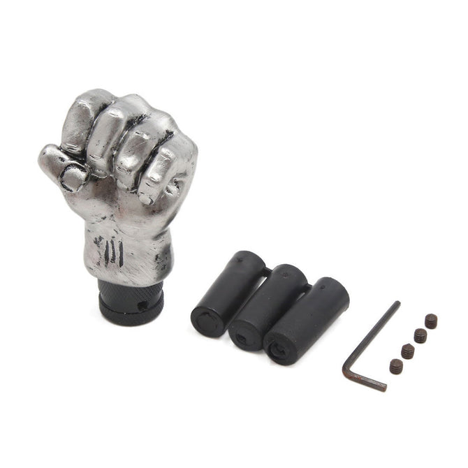Silver Tone Fist Hand Shape Car Auto Vehicle Gear Stick Shift Knob Shifter Lever