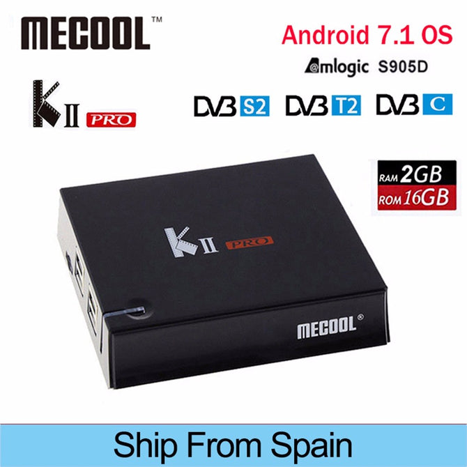 MECOOL KII Pro IPTV Android TV Box Android 7.1 DVB-S2 + T2 Amlogic S905D Quad-core HD Set Top Box EU Plug/Black