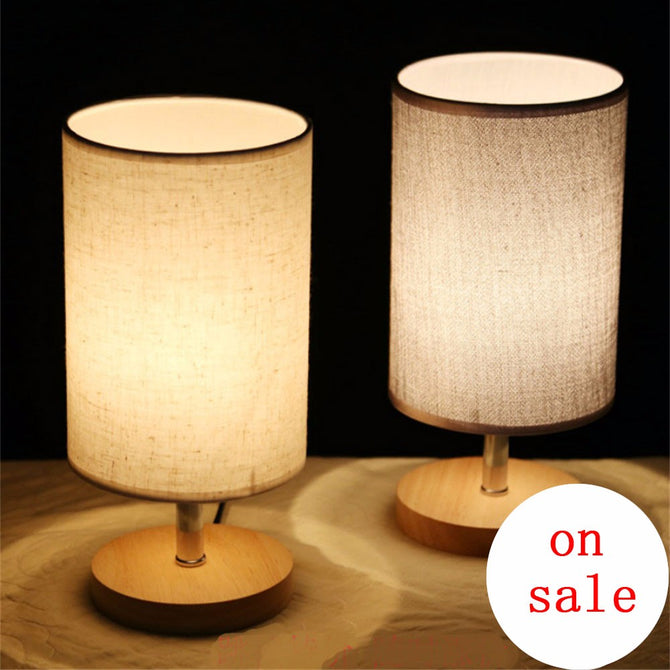 Modern Fashion Simple 5 Colors Fabric Wood Led E27 Dimmer Table Lamp For Bedroom Bedside Bar Deco Light 220-240V Beige/0-5W