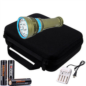 AIBBER TONE High Power 18000 Lumens LED Flashlight, 18650 XM-L2 U2 9-LED Underwater 100m Diving Light Lamp Soshine 18650 2600mA