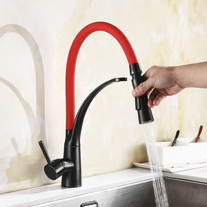 Brass Oil-rubbed Bronze Pull-out/?Pull-down 360 Degree Rotatable Ceramic Valve Single Handle One-Hole Kitchen Faucet