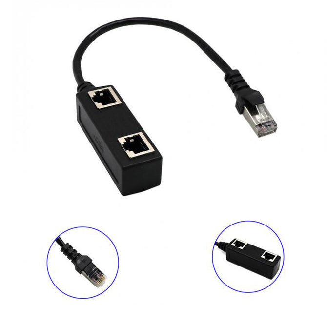 RJ45 Splitter Adapter 1 to 2 Port Switch Cable for Cat5 Cat6 LAN Ethernet Socket Connector