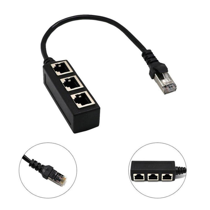 High Quality 1 to 3 LAN Ethernet Plug Network RJ45 Plug Splitter Extender Adapter Connector