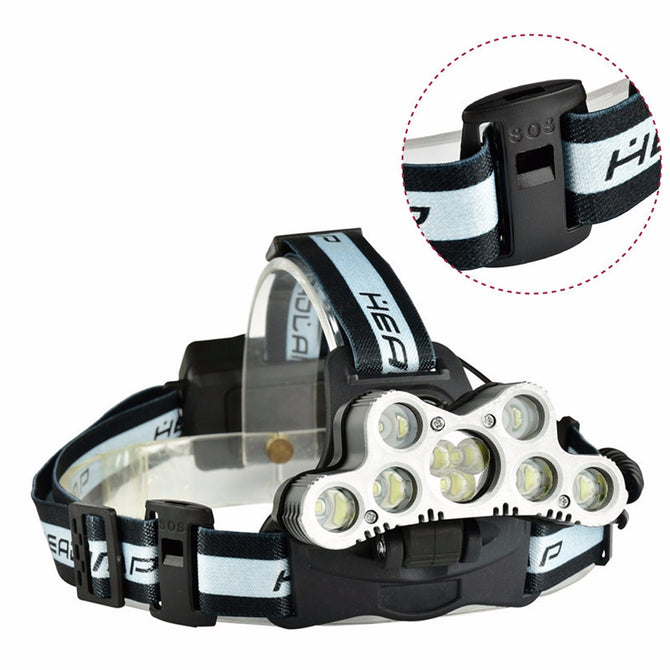 Portable Super Bright 9-LED 7 X T6 2 X XPE 6-Mode USB Rechargeable Headlamp With SOS Function White/Gray