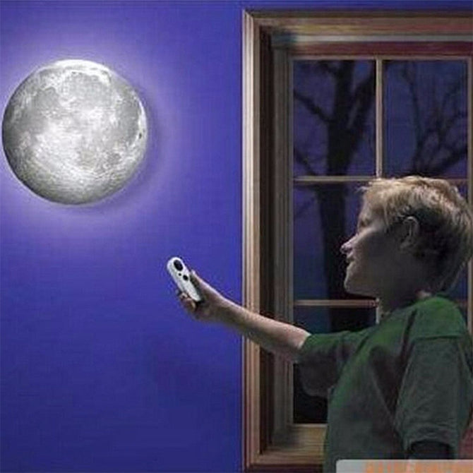 Indoor 6 Kinds Phase Of LED Wall Moon Lamp With Remote Control Healing Moon Wall Ceiling Lamp Wall Hanging Lamp For Kids White/White/0-5W