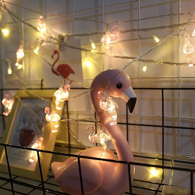 Mini Battery Powered 10m 80-LED Flamingo String Light For Baby Shower Bedroom, Home, Party DIY Decoration Warm White/0-5W
