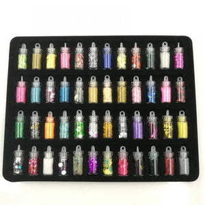 2018 Rushed Nail Glitter Powder New 48 Bottles/set Mini Colorful Sequins Series Nail Beads Acrylic Uv Gel Rhinestone Decoration 48 colors