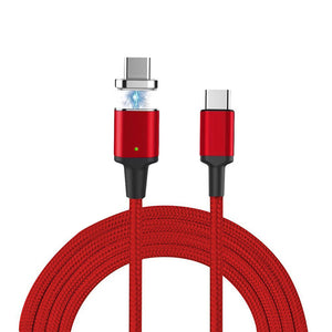 Cwxuan Magnetic Type C Male to Male PD Fast Charging Data Sync Cable for MacBook Samsung Huawei Xiaomi and More - Red