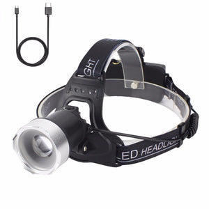 Micro USB Rechargeable LED Headlamp Zooming Headlight Head Lamp Lighting Flashlight Torch Lantern Outdoor Fishing Light Cold White/Black