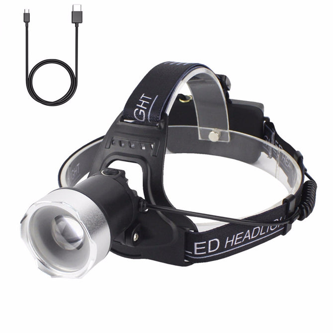 Micro USB Rechargeable LED Headlamp Zooming Headlight Head Lamp Lighting Flashlight Torch Lantern Outdoor Fishing Light Cold White/Black