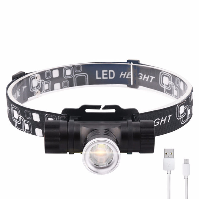 LED CREE XM-L T6 Chips Headlights Headlamp Rechargeable Zoom Lamp Outdoor Fishing Lights 1x18650 Battery Powered Cold White/Black