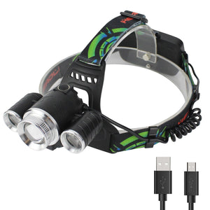 Rechargeable LED 3000LM Cree XM-L T6 + 2 XPE Headlight Zoom Head Lamp Outdoor Cycling Fishing Light LED Headlamp White/Black