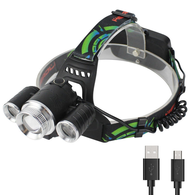 Rechargeable LED 3000LM Cree XM-L T6 + 2 XPE Headlight Zoom Head Lamp Outdoor Cycling Fishing Light LED Headlamp White/Black