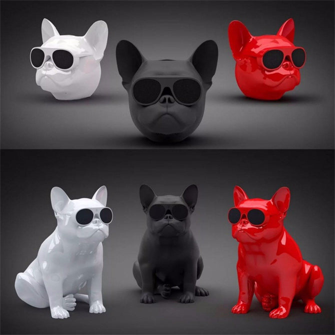 Bulldog Shape Nano Wireless Bluetooth Speaker, Outdoor Portable Bass Speaker Subwoofer W/ Touch Control Black/Speaker