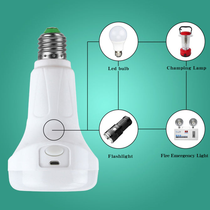 9W 220V Emergency Night Light Intelligent Bulb, Chargeable Battery Lighting Lamp, Outdoor Hanging Camping Tent Bulb White/9w/E27