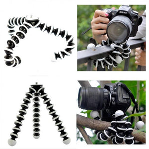 Large Octopus Flexible Tripod Stand Gorillapod for Phone Telefon Mobile Phone Smartphone DSLR and Camera Table Desk Mini Tripod Black and White