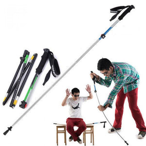 Ultra-light EVA Handle 5-Section Adjustable Canes Walking Sticks Trekking Pole Alpenstock for Outdoor Blue