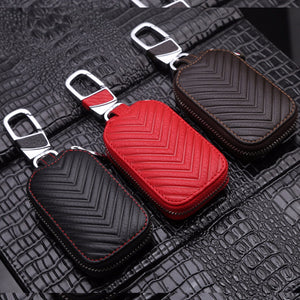 Car Keys Bag Keys Chains Case Holder Cowhide Leather Key Wallet Car Key Case Cover Black