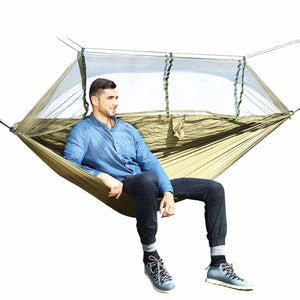 Outdoor Mosquito Net Parachute Hammock Camping Hanging Sleeping Bed Blue