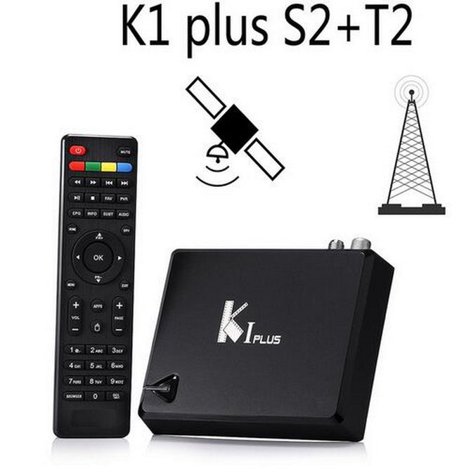 KI Plus T2 S2 Smart Android 5.1 TV Box, Amlogic S905 Quad-Core 64-Bit 1GB/8GB Wi-Fi Set Top Box, Support DVB-T2 DVB-S2 US Plug/Black